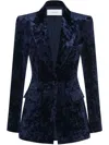 Alex Perry Double-breasted Velvet Blazer In Blue