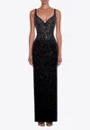 Alex Perry Singlet Crystal-embellished Velvet Gown In Navy