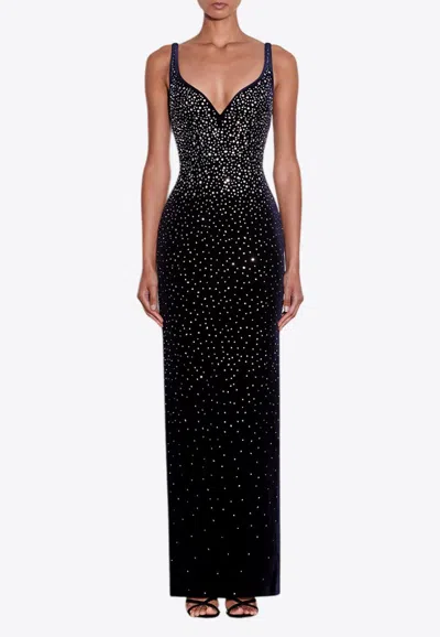 ALEX PERRY SINGLET CRYSTAL VELVET COLUMN GOWN