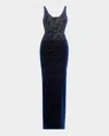 Alex Perry Singlet Crystal-embellished Velvet Gown In Midnight