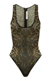 Alex Perry Singlet Leopard Mesh Bodysuit