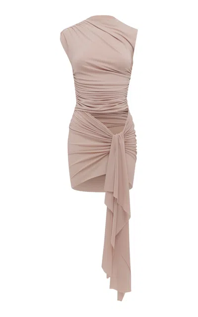 Alex Perry Sleeveless Draped Crepe Jersey Mini Dress In Pink
