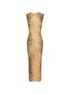 Alex Perry Power Mesh Sleeveless Midi Dress In Brown