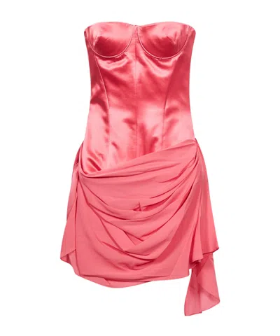 Alex Perry Draped Mini Corset-style Dress In Pink