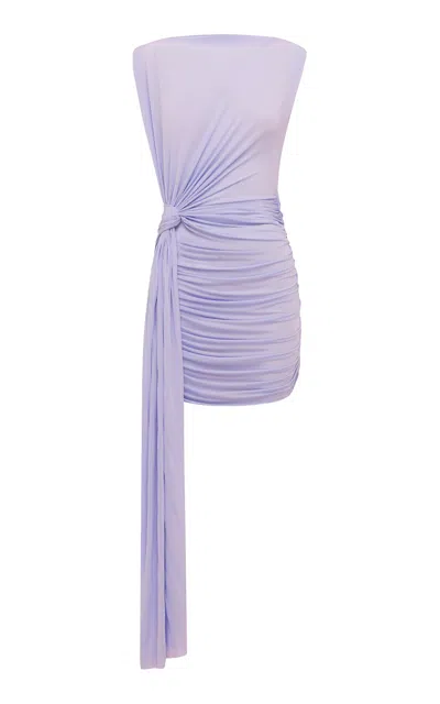 Alex Perry Sleeveless Knot Jersey Mini Dress In Purple