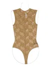 Alex Perry Sleeveless Lace Bodysuit In Brown