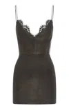 Alex Perry Sleeveless Leather Mini Dress In Brown