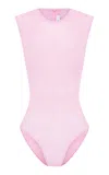 Alex Perry Sleeveless Power Mesh Bodysuit In Light Pink