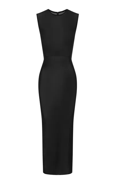 Alex Perry Sleeveless Power Mesh Midi Dress In Black