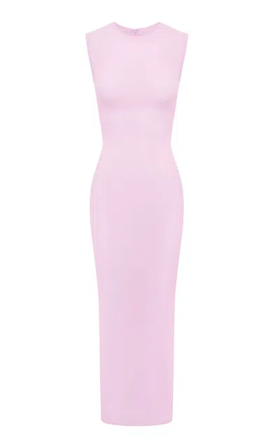 Alex Perry Sleeveless Power Mesh Midi Dress In Light Pink