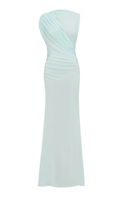 Alex Perry Sleeveless Ruched Jersey Gown In Multi