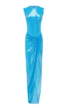 Alex Perry Sleeveless Sequined Gown In Blue