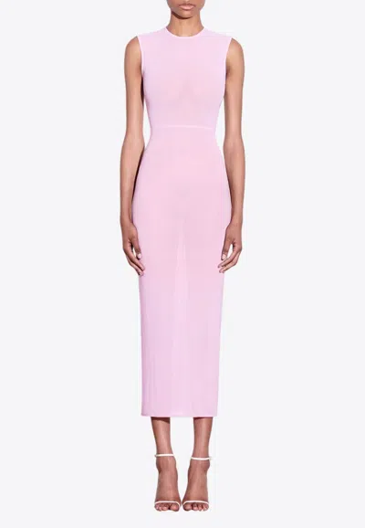 Alex Perry Sleeveless Power Mesh Midi Dress In Light Pink