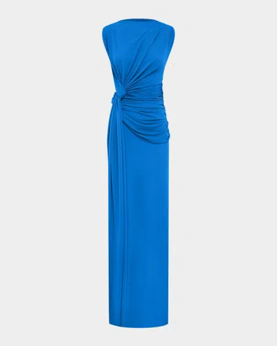 Alex Perry Sleeveless Twist Ruched Crepe Jersey Gown
