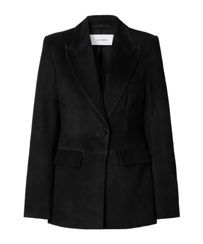 Alex Perry Solid Color Suede Blazer In Black