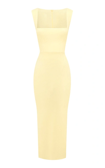 Alex Perry Square-neck Crepe Jersey Midi Dress In Yellow