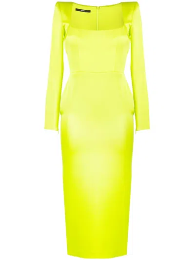 Alex Perry Square-neck Midi Dress In Green