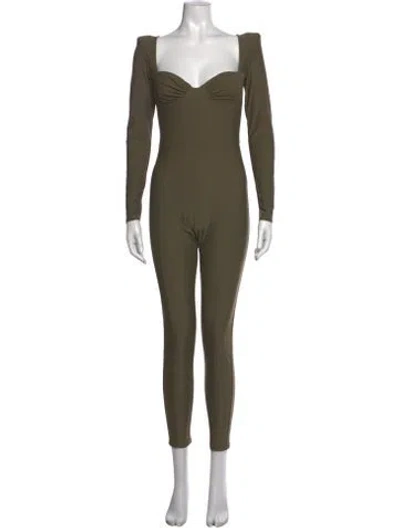 Pre-owned Alex Perry Square Neckline Jumpsuit In Green