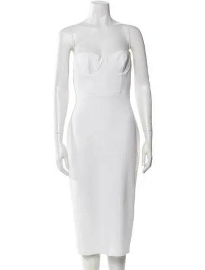 Pre-owned Alex Perry Square Neckline Knee-length Dress In White