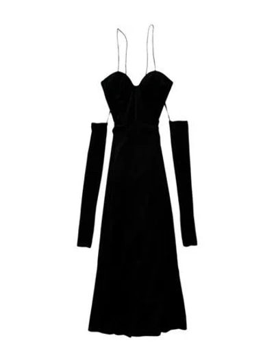 Pre-owned Alex Perry Square Neckline Long Dress In Black