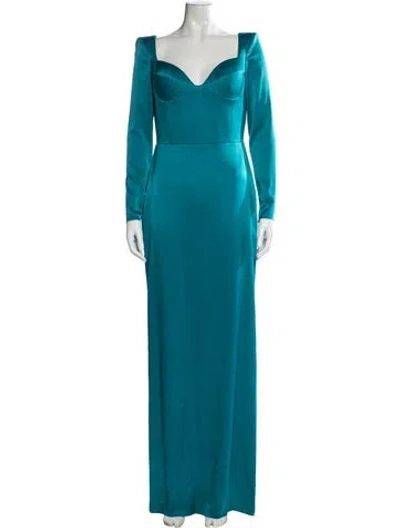 Pre-owned Alex Perry Square Neckline Long Dress In Blue