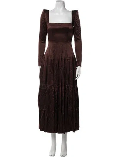 Pre-owned Alex Perry Square Neckline Long Dress In Brown