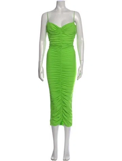 Pre-owned Alex Perry Square Neckline Long Dress In Green