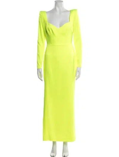 Pre-owned Alex Perry Square Neckline Long Dress In Green