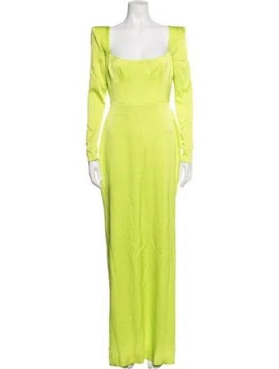 Pre-owned Alex Perry Square Neckline Long Dress In Green