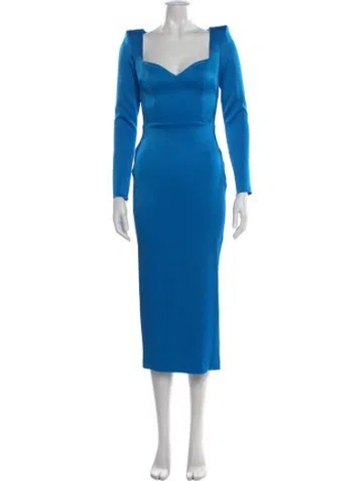 Pre-owned Alex Perry Square Neckline Long Dress W/ Tags In Blue