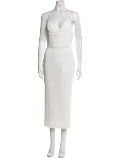 Pre-owned Alex Perry Square Neckline Long Dress W/ Tags In White