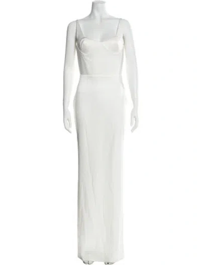 Pre-owned Alex Perry Square Neckline Long Dress In White