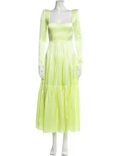 Pre-owned Alex Perry Square Neckline Long Dress In Yellow