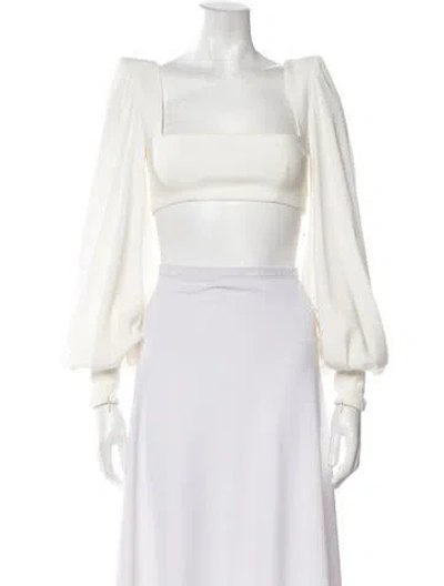 Pre-owned Alex Perry Square Neckline Long Sleeve Crop Top In White