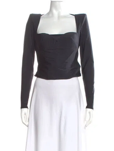Pre-owned Alex Perry Square Neckline Long Sleeve Top In Gray
