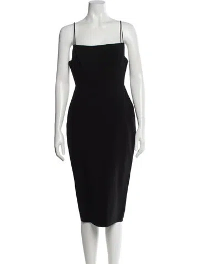 Pre-owned Alex Perry Square Neckline Midi Length Dress In Black