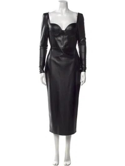 Pre-owned Alex Perry Square Neckline Midi Length Dress In Black