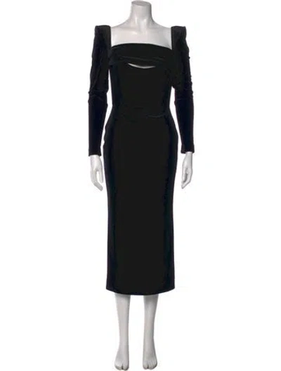 Pre-owned Alex Perry Square Neckline Midi Length Dress In Black