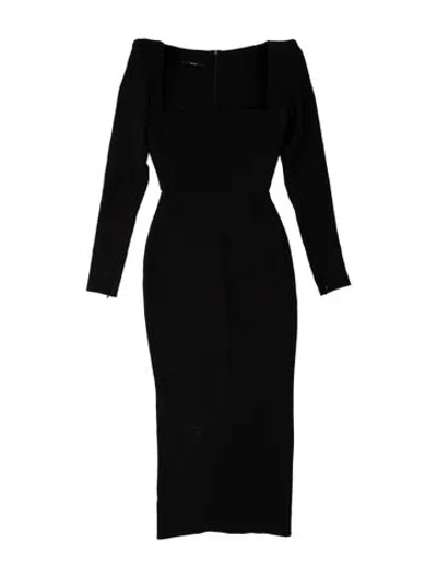 Pre-owned Alex Perry Square Neckline Midi Length Dress In Black