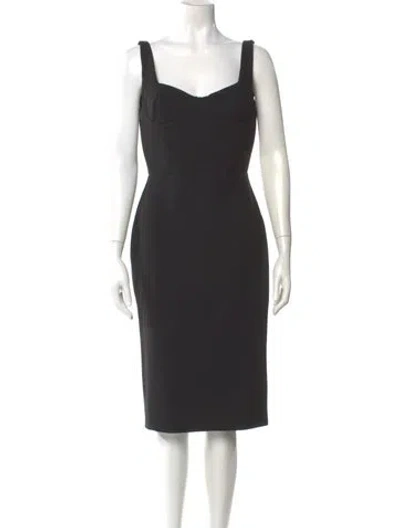 Pre-owned Alex Perry Square Neckline Midi Length Dress In Black