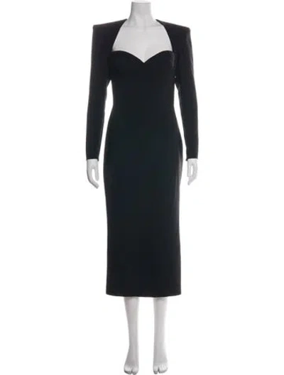 Pre-owned Alex Perry Square Neckline Midi Length Dress In Black