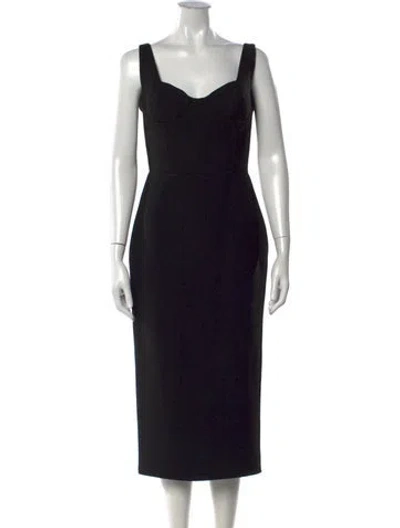 Pre-owned Alex Perry Square Neckline Midi Length Dress In Black