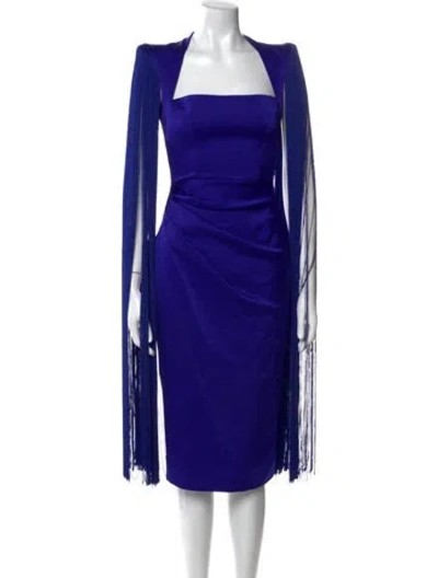 Pre-owned Alex Perry Square Neckline Midi Length Dress In Blue