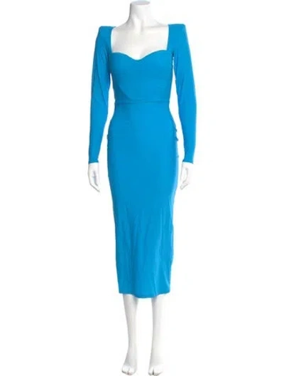 Pre-owned Alex Perry Square Neckline Midi Length Dress In Blue