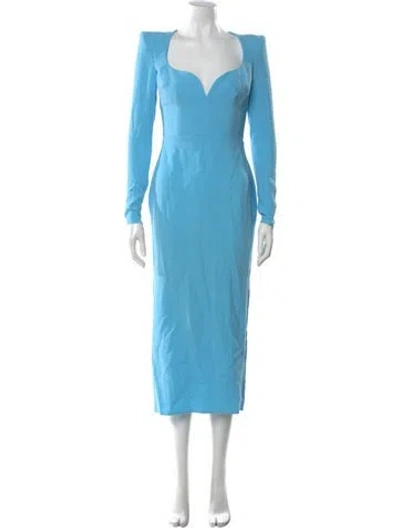 Pre-owned Alex Perry Square Neckline Midi Length Dress In Blue