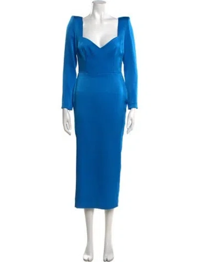 Pre-owned Alex Perry Square Neckline Midi Length Dress In Blue