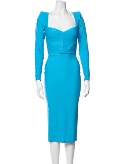 Pre-owned Alex Perry Square Neckline Midi Length Dress In Blue