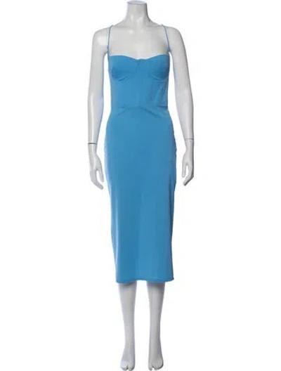 Pre-owned Alex Perry Square Neckline Midi Length Dress In Blue