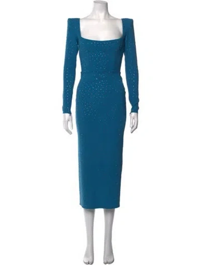Pre-owned Alex Perry Square Neckline Midi Length Dress In Blue