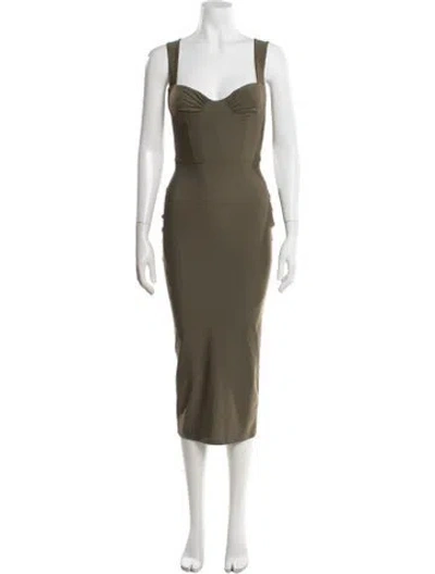 Pre-owned Alex Perry Square Neckline Midi Length Dress In Green